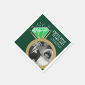 Serviette En Papier 55e anniversaire fête émeraude bague or photo (Coin)