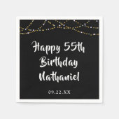 Serviette En Papier 55e anniversaire Moderne String lumières Noir (Devant)