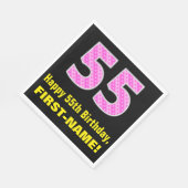 Serviette En Papier 55e anniversaire : Pink Stripes and Hearts "55" +  (Coin)