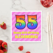 Serviette En Papier 55e anniversaire : Pink Stripes & Hearts, Arc en c (En situation)