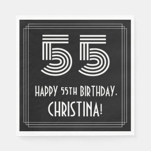 Serviette En Papier 55ème anniversaire : Art Déco Inspiré Look "55" + 