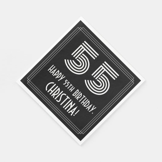 Serviette En Papier 55ème anniversaire : Art Déco Inspiré Look "55" + (Coin)