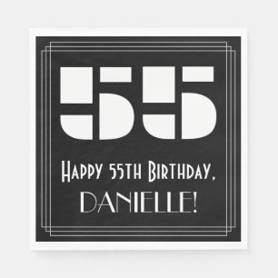 Serviette En Papier 55ème anniversaire : Art Déco Inspiré Look "55" + 