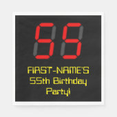 Serviette En Papier 55ème anniversaire : Rouge Digital Clock Style "55 (Devant)