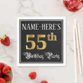 Serviette En Papier 55th Birthday Party — Fancy Script, Faux Gold Look (En situation)