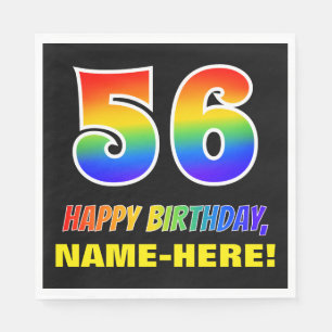 Serviette En Papier 56e anniversaire : Bold, amusant, simple, arc-en-c