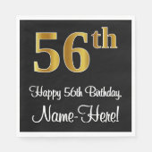 Serviette En Papier 56e anniversaire ~ Elégant Luxueux Faux Gold Look  (Devant)