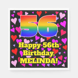 Serviette En Papier 56e anniversaire : Loving Hearts Motif, Arc-en-cie