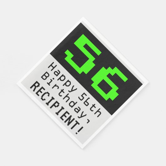 Serviette En Papier 56e anniversaire - Nerdy / Geeky Style "56" & Nom (Coin)