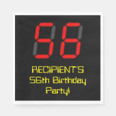 Serviette En Papier 56e anniversaire : Rouge Digital Clock Style "56"  (Devant)