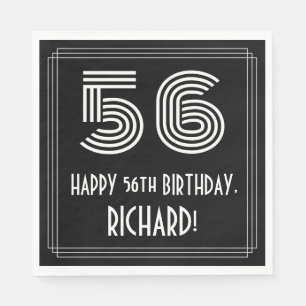 Serviette En Papier 56ème anniversaire : Art Déco Inspiré Look "56" + 