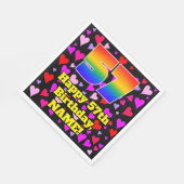 Serviette En Papier 57e anniversaire : Amour Hearts Motif, Arc-en-ciel (Coin)