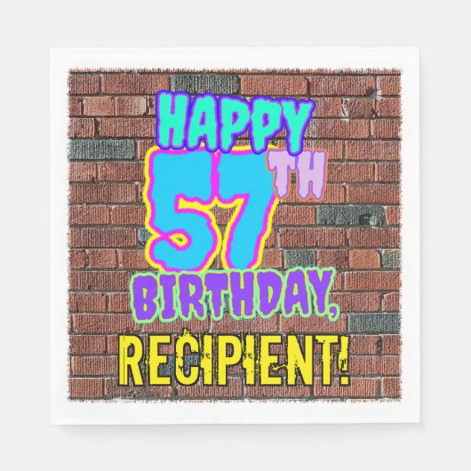Serviette En Papier 57e anniversaire ~ Amusant, Graffiti urbain inspir (Devant)