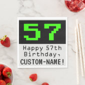 Serviette En Papier 57e anniversaire - Nerdy / Geeky Style "57" & Nom (En situation)