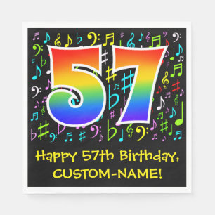 Serviette En Papier 57e anniversaire - Symboles de musique colorée, Ar