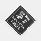 Serviette En Papier 57ème anniversaire : Art Déco Inspiré Look "57" + (Coin)