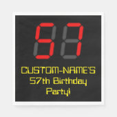 Serviette En Papier 57ème anniversaire : Rouge Digital Clock Style "57 (Devant)