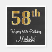 Serviette En Papier 58e anniversaire ~ Elégant Luxueux Faux Gold Look (Devant)