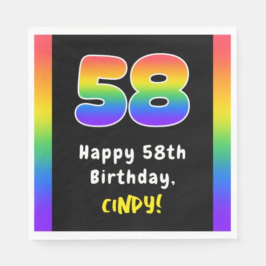 Serviette En Papier 58e anniversaire : Rainbow Spectrum # 58, Nom pers (Devant)