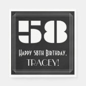 Serviette En Papier 58ème anniversaire : Art Déco Inspiré Look "58" +  (Devant)