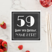 Serviette En Papier 59e anniversaire ~ Art Déco Inspiré Look "59", Nom (En situation)