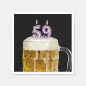 Serviette En Papier 59e Anniversaire Bière en noir (Devant)