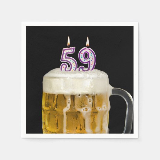 Serviette En Papier 59e Anniversaire Bière en noir (Devant)