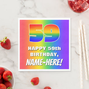 Serviette En Papier 59e anniversaire : coloré, amusant Motif arc-en-ci