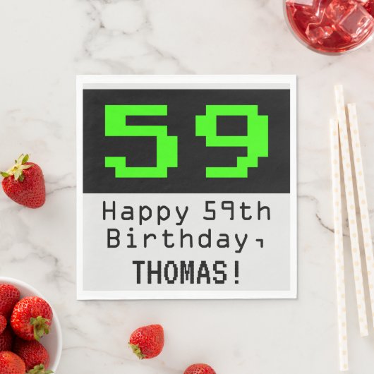 Serviette En Papier 59e anniversaire - Nerdy / Geeky Style "59" & Nom (En situation)