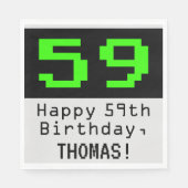 Serviette En Papier 59e anniversaire - Nerdy / Geeky Style "59" & Nom (Devant)