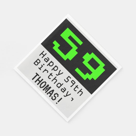 Serviette En Papier 59e anniversaire - Nerdy / Geeky Style "59" & Nom (Coin)