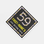 Serviette En Papier 59e Anniversaire : Nombre de fleurs florales, nom (Coin)