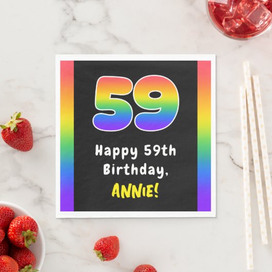 Serviette En Papier 59e anniversaire : Rainbow Spectrum # 59, Nom pers (En situation)