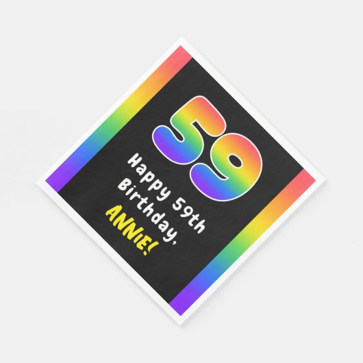 Serviette En Papier 59e anniversaire : Rainbow Spectrum # 59, Nom pers (Coin)