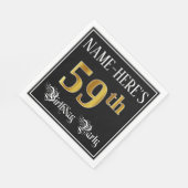 Serviette En Papier 59e Birthday Party — Fancy Script, Faux Gold Look (Coin)