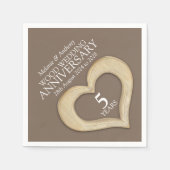 Serviette En Papier 5 ans de bois coeur serviettes personnalisées (Devant)