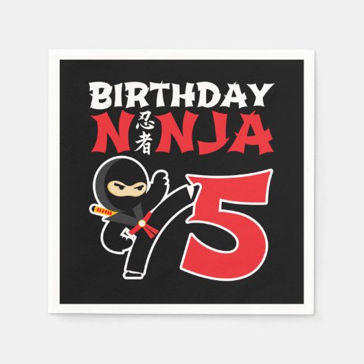 Serviette En Papier 5 ans Karate Ninja Party Enfants 5e anniversaire (Devant)