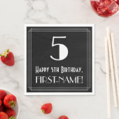 Serviette En Papier 5e anniversaire ~ Art Déco Inspiré Look "5", Nom (En situation)