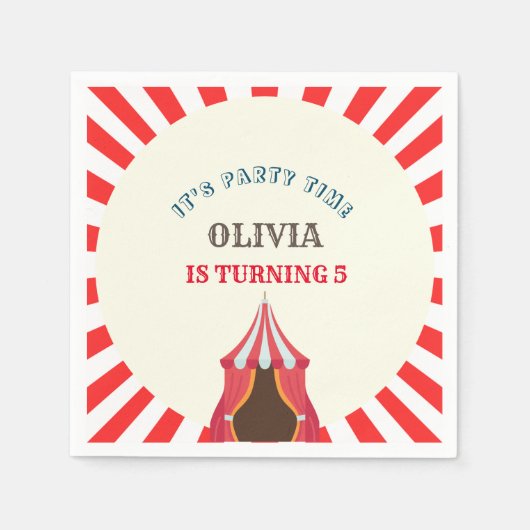 Serviette En Papier 5E Anniversaire Cirque THÈME (Devant)