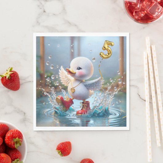 Serviette En Papier 5e anniversaire Duck Dancing In the Rain Puddle (En situation)