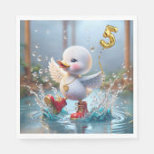 Serviette En Papier 5e anniversaire Duck Dancing In the Rain Puddle (Devant)