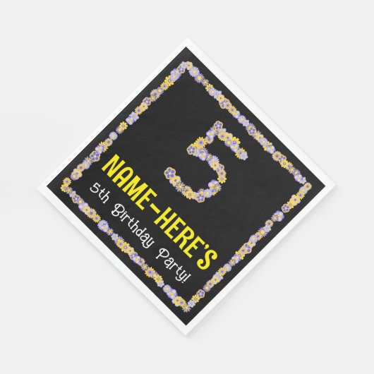 Serviette En Papier 5e anniversaire : Floral Flowers Numéro, Nom perso (Coin)