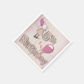 Serviette En Papier 5e anniversaire Petite fille avec ballon (Coin)