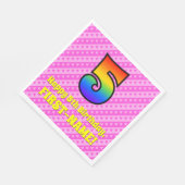 Serviette En Papier 5e anniversaire : Pink Stripes & Hearts, Rainbow # (Coin)