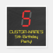 Serviette En Papier 5ème anniversaire : Rouge Digital Horloge Style "5 (Devant)