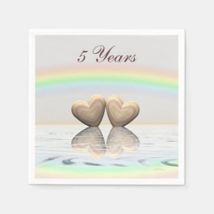 Serviette En Papier 5ème Coeurs en bois d'anniversaire