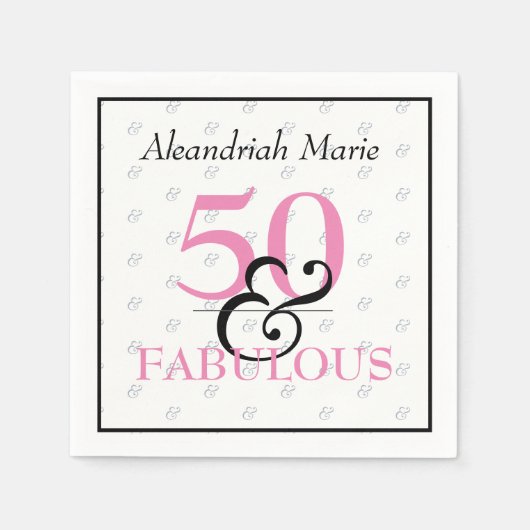 Serviette En Papier 5O et fabuleux Elegant Anniversaire Moderne (Devant)