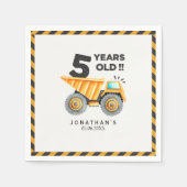 Serviette En Papier 5th birthday boy construction theme (Devant)