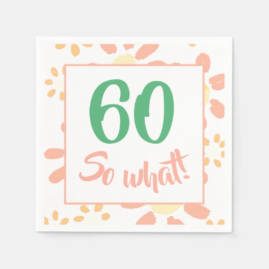 Serviette En Papier 60 Alors quel Humour Fleur Aquarelle 60e Anniversa (Devant)