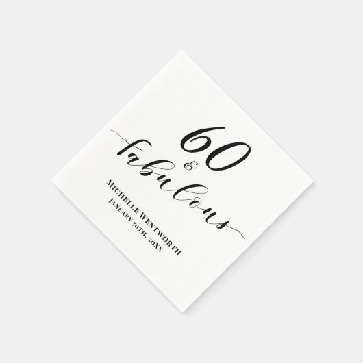 Serviette En Papier 60 and Fabulous Sixtieth Birthday Elegant Script (Coin)